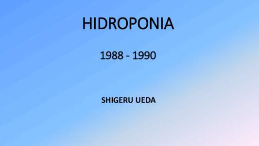 HIDROPONIASHIGERU UEDA  UMA EXPERIÊNCIA NA TERRA