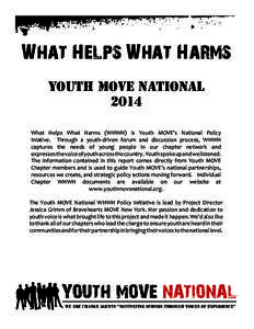 What Helps What Harms Youth MOVE National 2014 What Helps What Harms (WHWH) is Youth MOVE’s National Policy Iniative. Through a youth-driven forum and discussion process, WHWH captures the needs of young people in our 