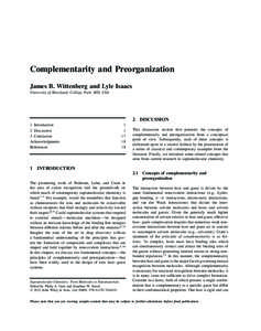 Complementarity and Preorganization James B. Wittenberg and Lyle Isaacs University of Maryland, College Park, MD, USA 2 DISCUSSION 1 Introduction