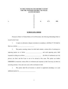 Reset all fields  Print Form IN THE UNITED STATES DISTRICT COURT FOR THE WESTERN DISTRICT OF TEXAS