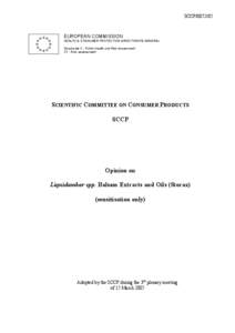 SCCP[removed]EUROPEAN COMMISSION HEALTH & CONSUMER PROTECTION DIRECTORATE-GENERAL Directorate C - Public Health and Risk Assessment C7 - Risk assessment