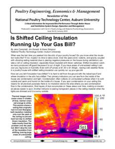 Poultry Engineering, Economics & Management Newsletter of the National Poultry Technology Center, Auburn University Critical Information for Improved Bird Performance Through Better House and Ventilation System Design, O