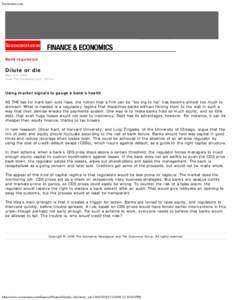 Economist.com  Bank regulation Dilute or die May 14th 2009