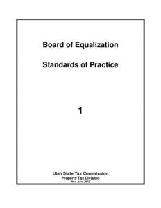 Board of Equalization Standards of Practice 1  Utah State Tax Commission