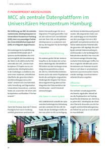 Von u nser en Ku n den  IT-Pionierprojekt abgeschlossen MCC als zentrale Datenplattform im Universitären Herzzentrum Hamburg