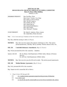 Minutes for House Health and Human Services Committee 02/08