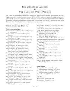 Library of America / Henry James / James Thurber / Charles Brockden Brown / Sherwood Anderson / Charles W. Chesnutt / John Updike bibliography / Book League of America / Literature / Series of books / American literature