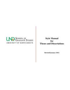 Style Manual for Theses and Dissertations Revised January 2016