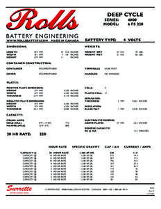 DEEP CYCLE SERIES: MODEL: WWW.ROLLSBATTERY.COM