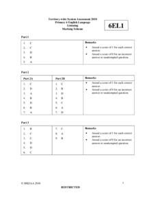 Territory-wide System Assessment 2010 Primary 6 English Language Listening Marking Scheme  6EL1