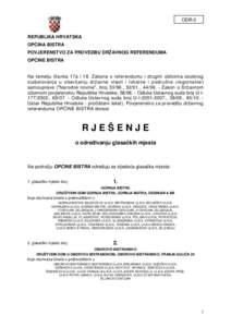 ODR-3  REPUBLIKA HRVATSKA OPĆINA BISTRA POVJERENSTVO ZA PROVEDBU DRŽAVNOG REFERENDUMA OPĆINE BISTRA