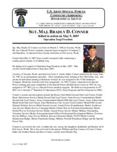 U.S. ARMY SPECIAL FORCES COMMAND (AIRBORNE) BIOGRAPHICAL SKETCH U.S. ARMY SPECIAL OPERATIONS COMMAND PUBLIC AFFAIRS OFFICE FORT BRAGG, NChttp://www.soc.mil