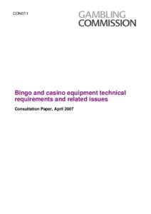 Consultation on Bingo and Casino equipment technical standards
