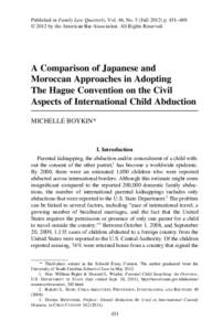 A Comparison of Japanese and Moroccan Approaches in Adopting the Hague Convention on the Civil Aspects of International Child Abduction