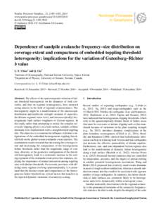 Nonlin. Processes Geophys., 21, 1185–1193, 2014 www.nonlin-processes-geophys.net[removed]doi:[removed]npg[removed] © Author(s[removed]CC Attribution 3.0 License.  Dependence of sandpile avalanche frequency–s