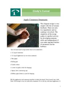 Cindy’s Corner Spooky Halloween Hand Apple Cinnamon Ornaments  This simple Halloween-themed activity is a motivating hands-on activity that can be used