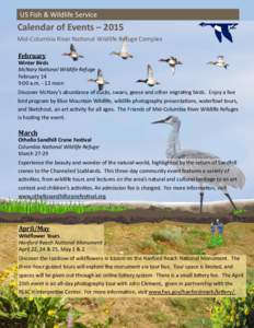 US Fish & Wildlife Service  Calendar of Events – 2015 Mid-Columbia River National Wildlife Refuge Complex February Winter Birds