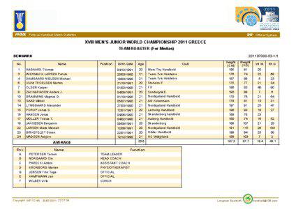 PHMS Pictorial Handball Match Statistics  IHF Official System