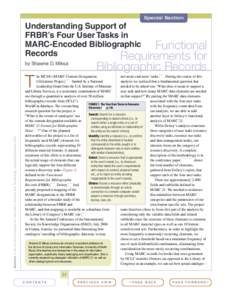 Special Section  Understanding Support of FRBR’s Four User Tasks in MARC-Encoded Bibliographic Functional