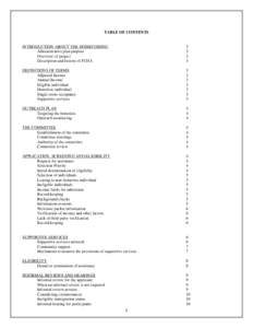 TABLE OF CONTENTS  INTRODUCTION-ABOUT THE HOMECOMING Administrative plan purpose Overview of project Description and history of FCHA