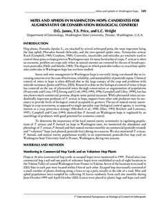 _________________________________________________ Mites and aphids in Washington hops 189  MITES AND APHIDS IN WASHINGTON HOPS: CANDIDATES FOR AUGMENTATIVE OR CONSERVATION BIOLOGICAL CONTROL? D.G. James, T.S. Price, and 