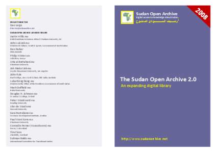 Sudan Open Archive  Digital access to knowledge about Sudan  ‫أرﺷـــــﻴﻒ اﻟﺴـــــــــــﻮدان اﻟﻤـﻔـﺘـﻮح‬   