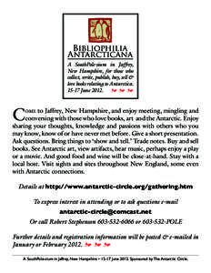 Bibliophilia Antarcticana A SouthPole-sium in Jaffrey, New Hampshire, for those who collect, write, publish, buy, sell & love books relating to Antarctica.