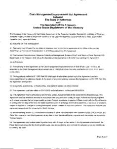 Cash Management Improvement Act Agreement between The State of Arkansas and The Secretary of the Treasury, United States Department of the Treasury