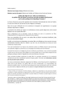 Lettre ouverte à Monsieur Jean-Jacques Urvoas, Ministre de la Justice, Madame Laurence Rossignol, Ministre des Familles, de l’Enfance et des Droits des Femmes. Voilées dès l’âge de 2 ans : halte à la maltraitanc