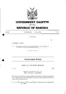 GOVERNMENT GAZETTE OF THE REPUBLIC OF NAMIBIA R 0.30