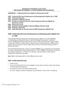 Human resource management / Private law / Labour law / Labour relations / Leave of absence / Employee benefit / Law / Employment compensation / 103rd United States Congress / Uniformed Services Employment and Reemployment Rights Act