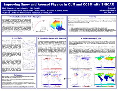 Improving Snow and Aerosol Physics in CLM and CCSM with SNICAR Contact: [removed[removed]Mark Flanner1, Charlie Zender1, Phil Rasch2