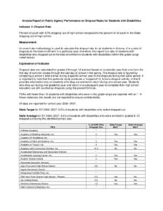 Arizona Report of Public Agency Performance on Dropout Rates for Students with Disabilities