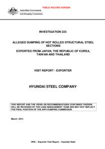 PUBLIC RECORD VERSION  INVESTIGATION 223 ALLEGED DUMPING OF HOT ROLLED STRUCTURAL STEEL SECTIONS