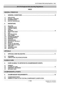 2013 FIA Regional Rally Sporting Regulations – Index[removed]FIA Regional Rally Sporting Regulations