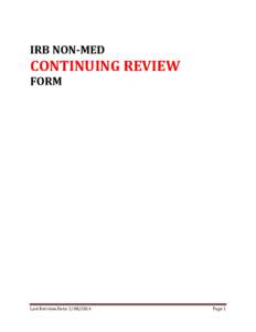 IRB NON-MED  CONTINUING REVIEW FORM  Last Revision Date: 