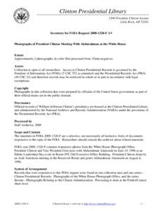 Clinton Presidential Library 1200 President Clinton Avenue Little Rock, AR[removed]Inventory for FOIA Request[removed]F AV