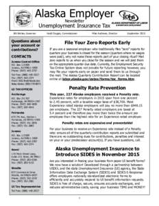 Alaska Employer Newsletter Unemployment Insurance Tax Bill Walker, Governor