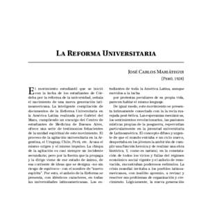 La Reforma Universitaria José Carlos Mariátegui (Perú, 1928)