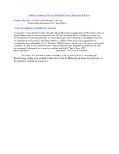 Southern Campaign American Revolution Pension Statements & Rosters Virginia Rejected Claim of William Edwards VAS1254 Transcribed and annotated by C. Leon Harris [From rejected claims in the Library of Virginia.] I Alexa