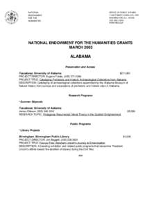 NEH Grants for February 2003