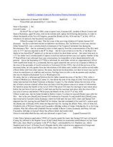 Southern Campaign American Revolution Pension Statements & Rosters Pension Application of Samuel Gill W8882 Transcribed and annotated by C. Leon Harris. Ruth Gill