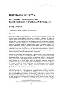Johnson (2006:Performing Okinawa  PERFORMING OKINAWA Eisâ, Identity Construction and the Recontextualisation of Traditional Performing Arts