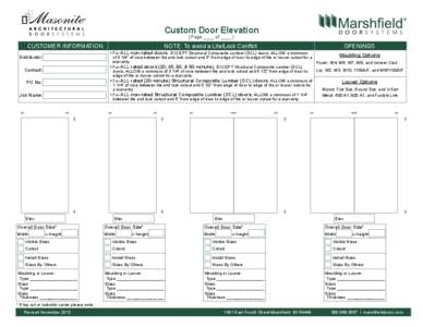 Custom Door Elevation (Page ____ of ____ ) Clear Form  CUSTOMER INFORMATION