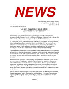 NEWS For Additional Information Contact: Susie Williams[removed]January 12, 2012  FOR IMMEDIATE RELEASE