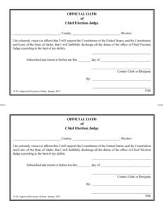 OFFICIAL OATH of Chief Election Judge ______________________________ County, ______________________________ Precinct I do solemnly swear (or affirm) that I will support the Constitution of the United States, and the Cons