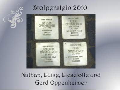 Stolperstein 2010 Titelbild: Stolperstein 2010 Foto der verlegten 4