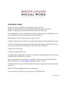 Boston College Graduate School of Social Work - Proficiency Exams 2015