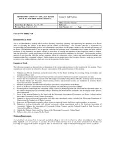 MISSISSIPPI COMMUNITY COLLEGE BOARD POLICIES AND PROCEDURES MANUAL Initial Date of Adoption: June 18, 1992 Revision Date: October 8, 2014