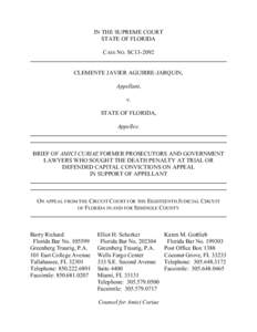 IN THE SUPREME COURT STATE OF FLORIDA CASE NO. SC13-2092 CLEMENTE JAVIER AGUIRRE-JARQUIN, Appellant, v.